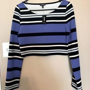 Express Long Sleeve, Striped Crop Top